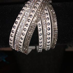 Suede rhinestone wrap bracelet
